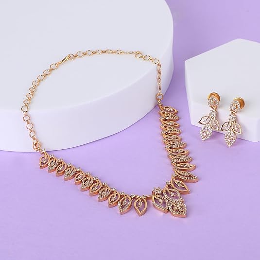 Elegant Gold Plated Crystal Necklace Set for Women