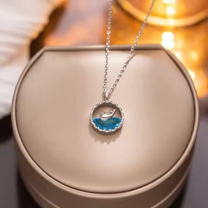 Ocean Whale Pendant Necklace for Women - Elegant Silver Chain Jewelry