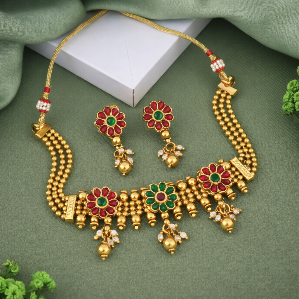 Traditional Gold Plated CZ Necklace