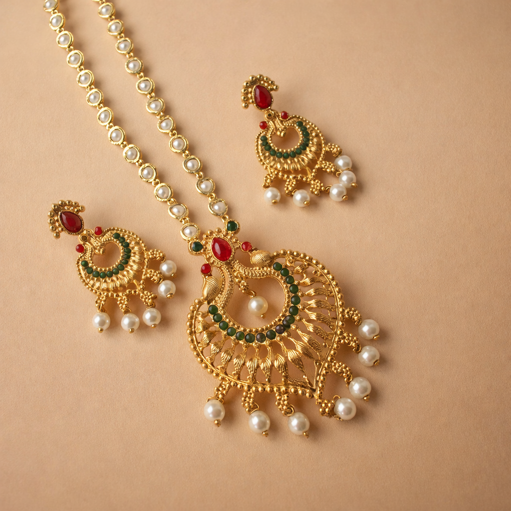 Gold Plated Pearl Heart Necklace